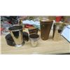 Image 2 : set of 3 stainless steel cup sets in leather