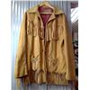 Image 1 : retro leather 1970's jacket fringe western jacket wooden buttons size 46