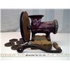 Image 2 : Husqvarna meat grinder no 22 w/ pulley on handle enamel inside w/ 5 cutting blades