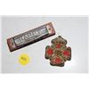 Image 1 : antique harmonica & ornate patch