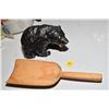 Image 1 : wooden scoop & carved black bear