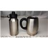 Image 3 : Large stainless steel STARBUCK thermos coffee mug & smaller stainless thermos water bottle