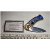 Image 2 : Never used AL AGNEW Collectable Pocket Knife with velvet pouch incuding Certificate of Authenticity