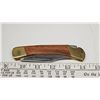 Image 3 : 3 1/2 inch Locked Stainless Steel Blade Camping Knife with wooden and brass handle