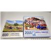 Image 1 : 20 x27 inch - 1000 piece "Rolling Along" puzzle & 26x39 inch - 2000 piece "Frank's Friendly Service"