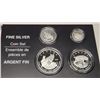 Image 2 : 2005 - Fine Silver Set featuring the Canadian Lynx - All coins - 1 oz, 1/2 oz, 1/4 oz & 1/10 oz  are