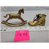 Image 1 : 2 heavy brass horse and shoe