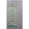 Image 3 : 5 1954 $1 Bills in plastic sleeve