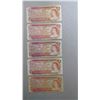 Image 2 : 5 1974 $2 Bills in plastic Bag