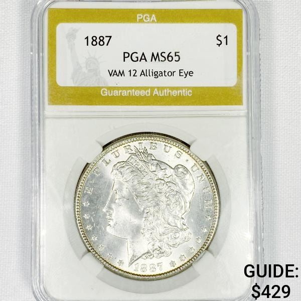 1887 Morgan Silver Dollar PGA-MS65 VAM-12