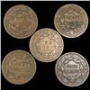 Image 2 : (5) Large Cents ABOUT UNCIRCULATED