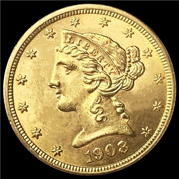 1908 $5 Gold Half Eagle UNCIRCULATED