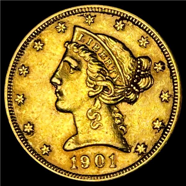 1901-S $5 Gold Half Eagle UNCIRCULATED