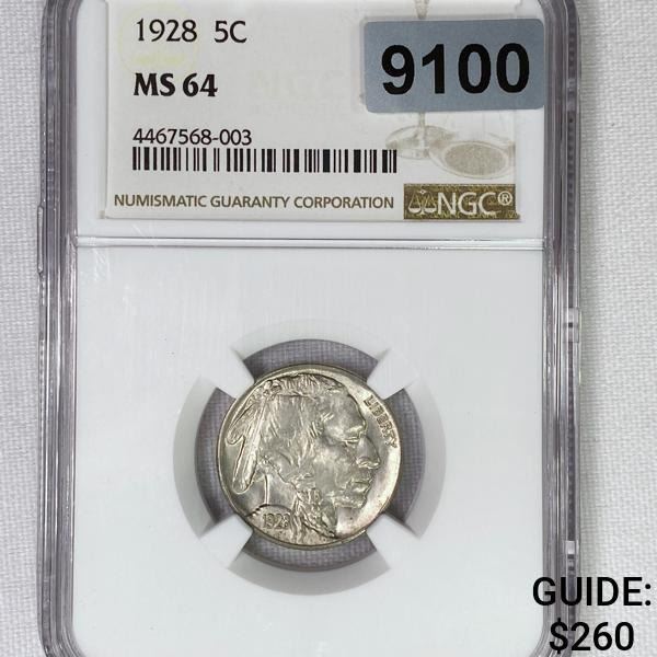 1928 Buffalo Nickel NGC-MS64
