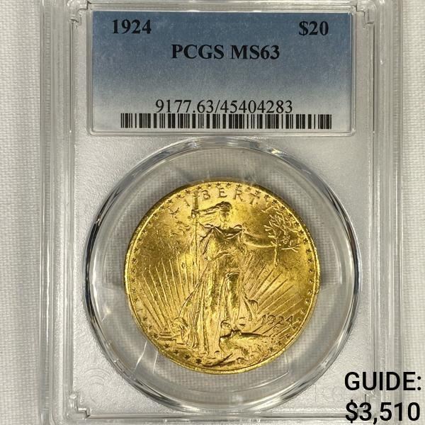 1924 $20 Gold Double Eagle PCGS-MS63