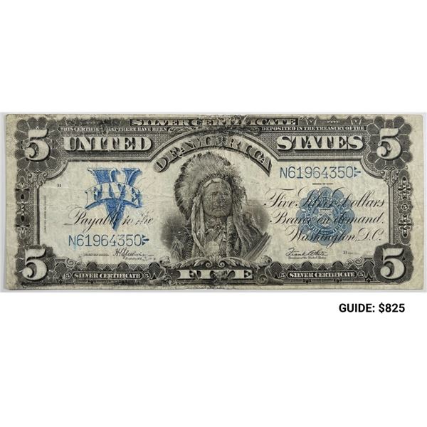 1899 US $5 Silver Certificate Blue Seal -