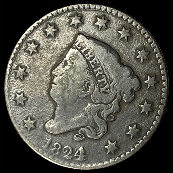 1824/2 Large Cent ABOUT UNCIRCULATED