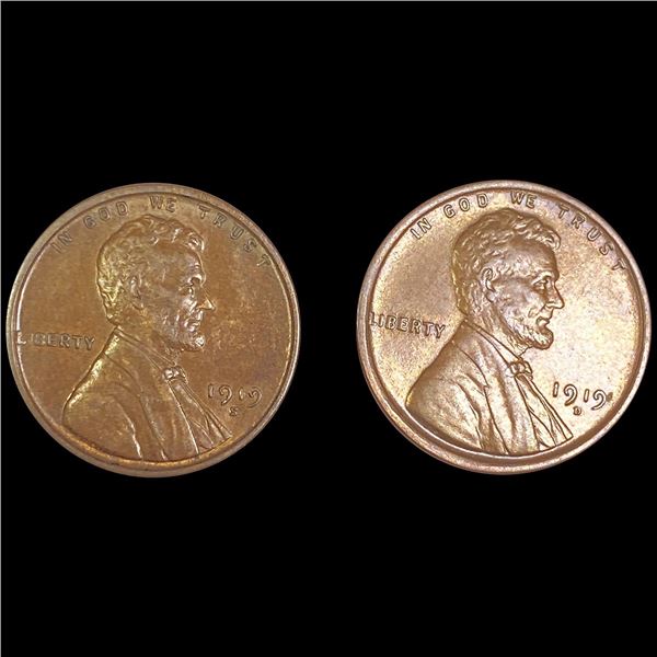 1919 S & D (2) Wheat Cents UNCIRCULATED