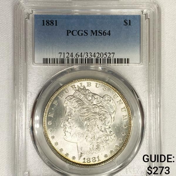 1881 Morgan Silver Dollar PCGS-MS64