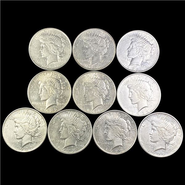 1922-D (10) Peace Dollars UNCIRCULATED