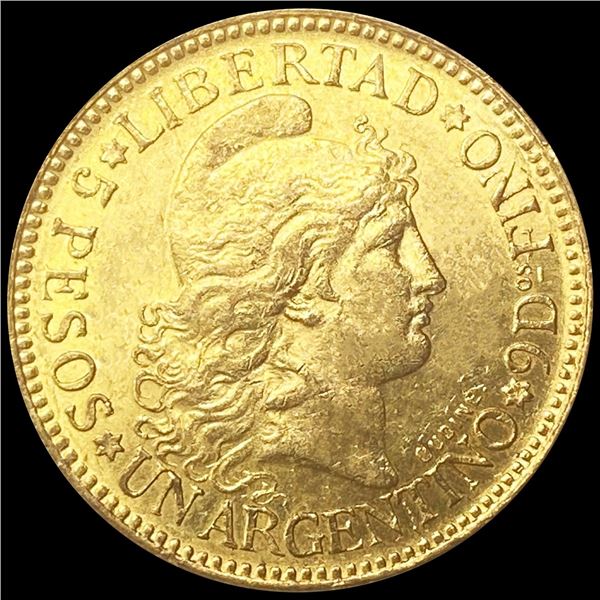 1896 Argentina 5 Pesos UNCIRCULATED