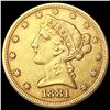 Image 1 : 1881 $5 Gold Half Eagle CLOSELY UNCIRCULATED