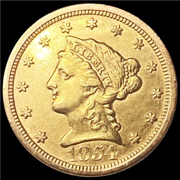 1854-O $2.50 Gold Quarter Eagle CLOSELY UNC