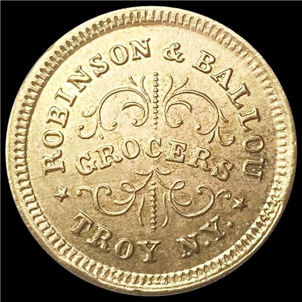 1863 Robinson & Ballou Troy, NY Store Coin UNC