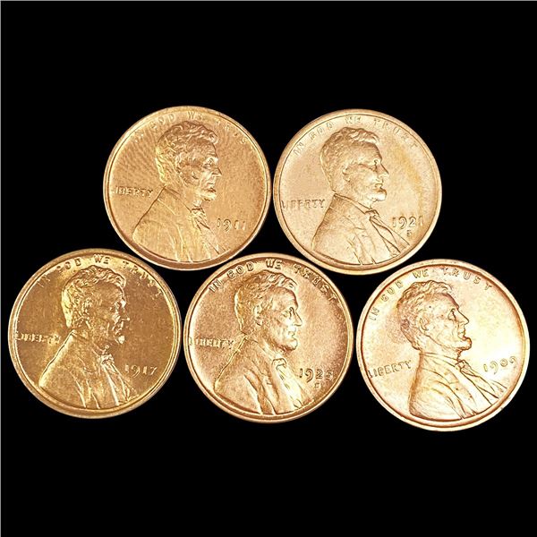 (5) Wheat Cents RD UNCIRCULATED
