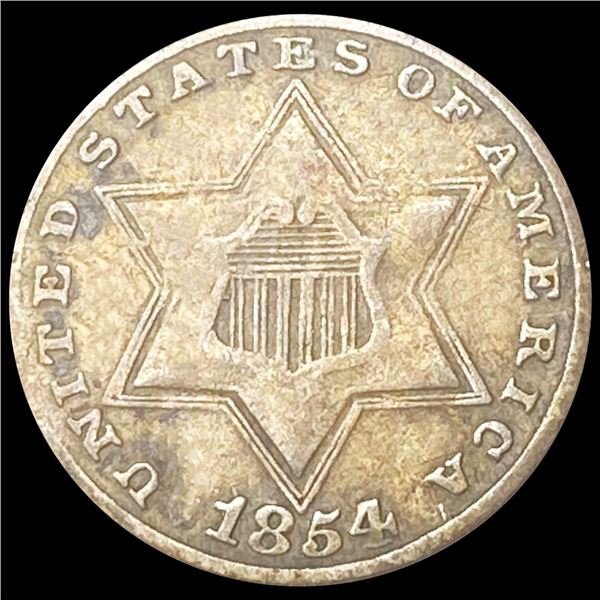 1854 Silver Three Cent CLOSELY UNCIRCULATED