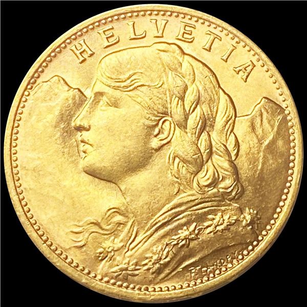 1922-B Swiss 20 Francs GEM BU