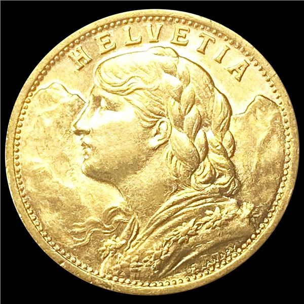 1902-B Swiss 20 Francs GEM BU