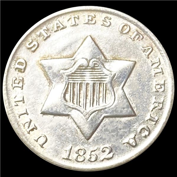 1852 Silver Three Cent CLOSELY UNCIRCULATED