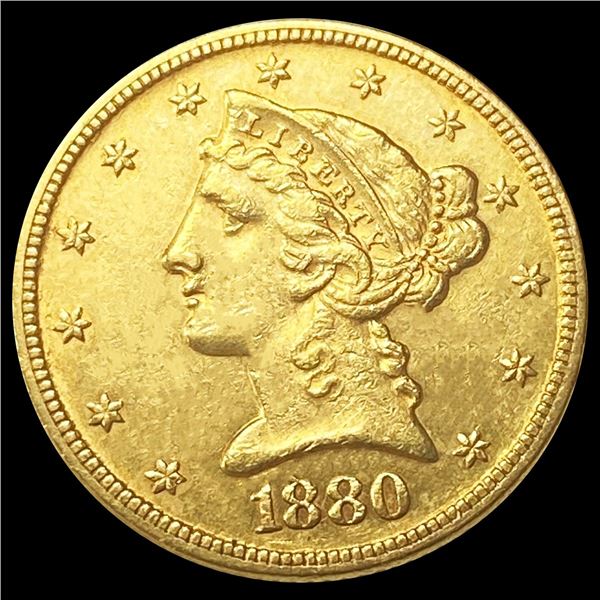 1880 $5 Gold Half Eagle CLOSELY UNCIRCULATED