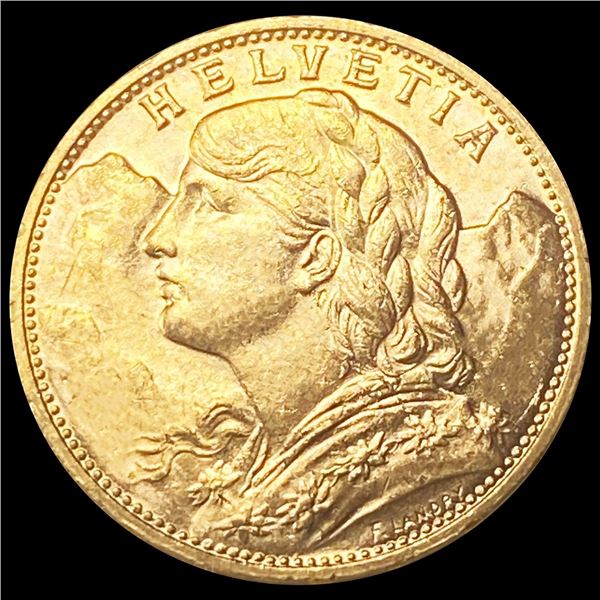 1914-B Swiss 20 Francs GEM BU