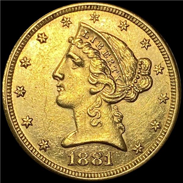 1881 $5 Gold Half Eagle UNCIRCULATED