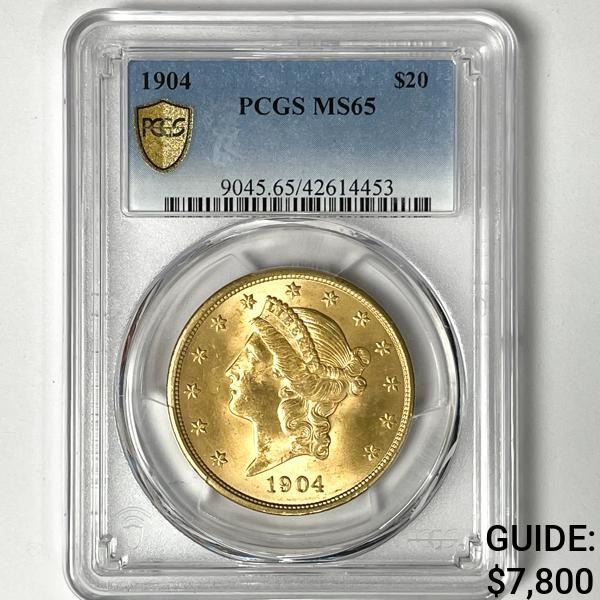 1904 20 Gold Double Eagle PCGS - MS65