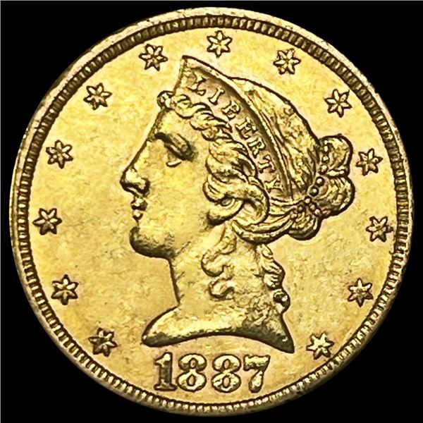 1887-S $5 Gold Half Eagle UNCIRCULATED