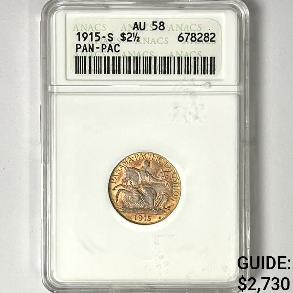 1915-S $2.50 Pan-Pac ANACS - AU58