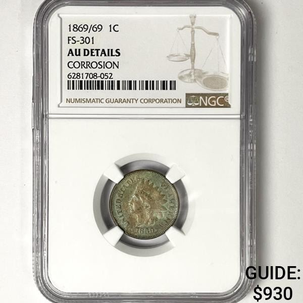 1869/69 Indian Head Cent NGC - AU Details