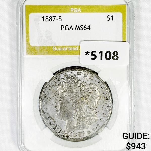 1887-S Morgan Silver Dollar PGA-MS64