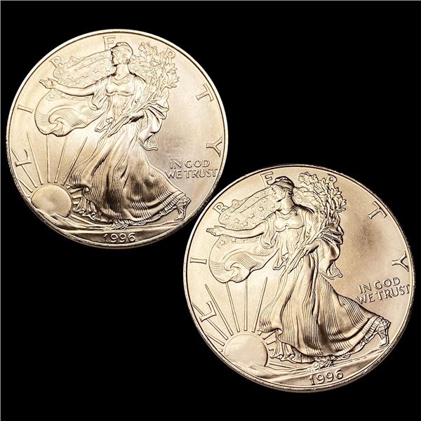 1996 (2) Silver Eagles GEM BU