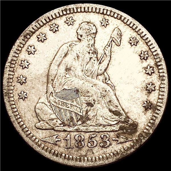1853 Arws & Rays Seated Liberty Quarter UNC
