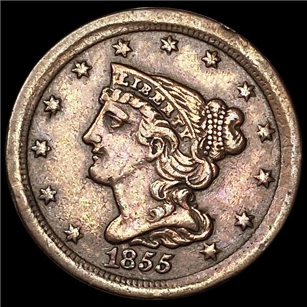 1855 Braided Hair Half Cent CLOSELY UNCIRCULATED