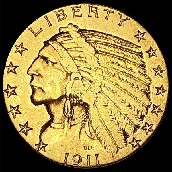 1911-S $5 Gold Half Eagle ABOUT UNCIRCULATED