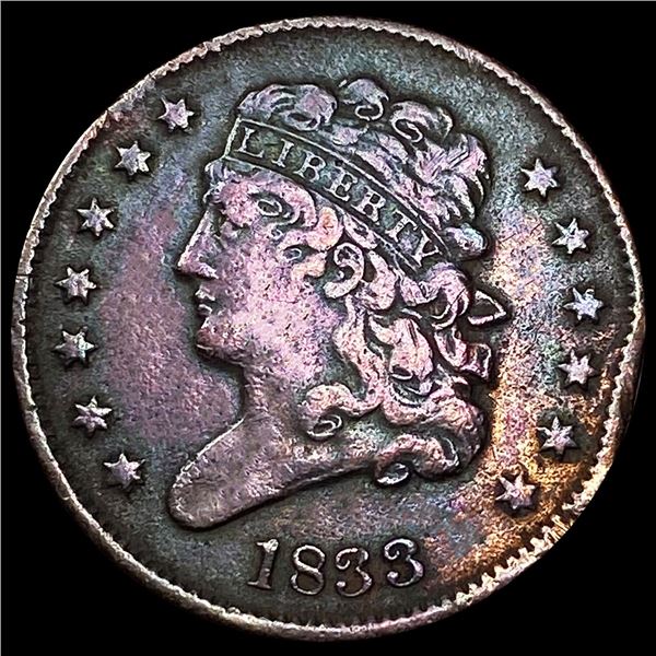 1833 Classic Head Half Cent ABOUT UNCIRCULATED
