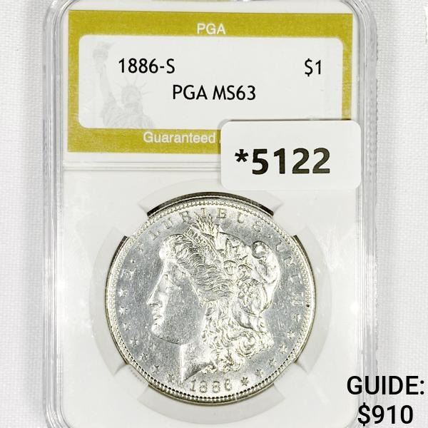 1886-S Morgan Silver Dollar PGA-MS63