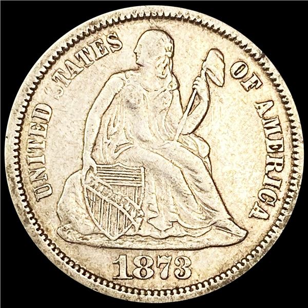 1873 No Arrows Seated Liberty Dime CLOSELY UNC