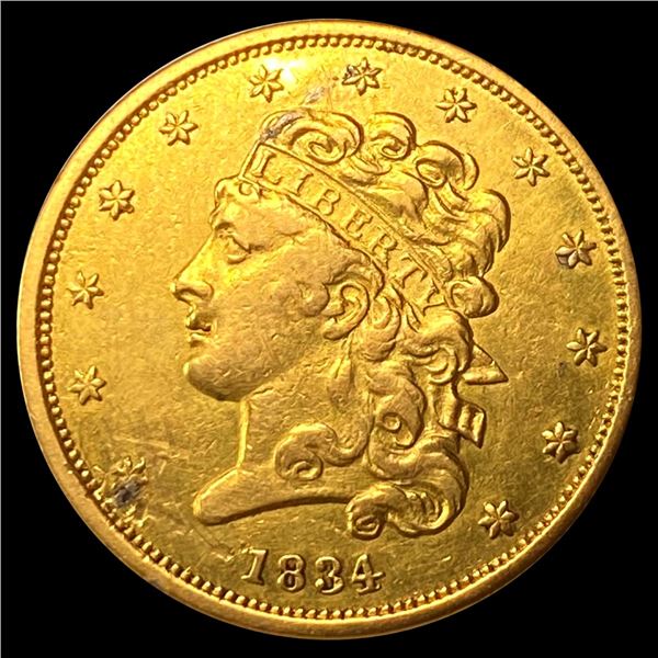1834 $5 Gold Half Eagle NEARLY UNCIRCULATED