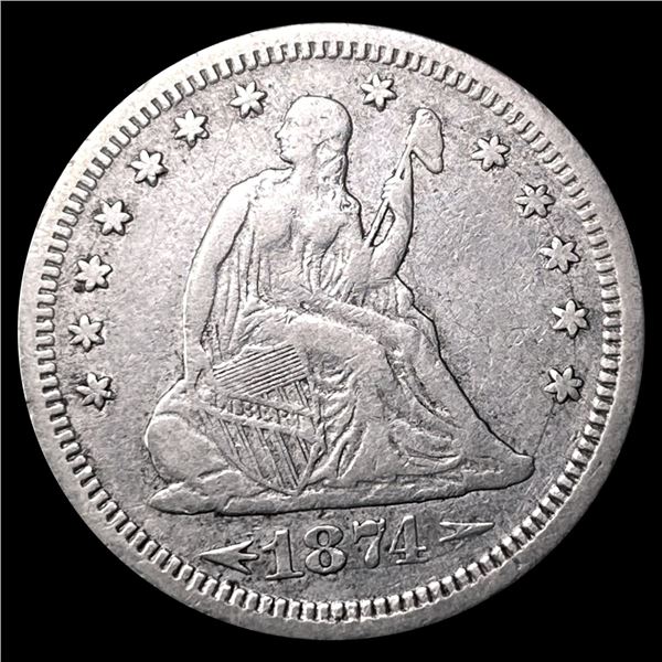 1874-S Arrows Seated Liberty Quarter CLOSELY UNC